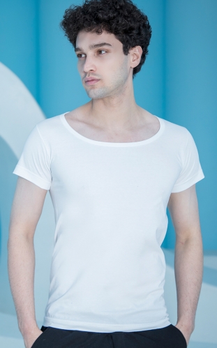 زیرپوش مردانه نیم آستین بغل بسته سفید