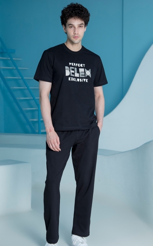 ست مردانه تیشرت چاپدار و شلوار پشت دورس 