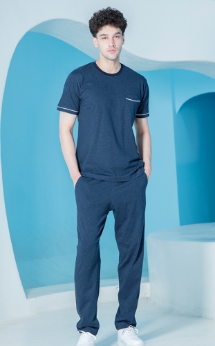 ست مردانه تیشرت جیبدار مغزی دوزی شده و شلوار 