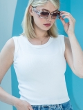 کراپ زنانه کبریتی لاکرادار سفید